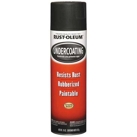 Rust-Oleum Rubberized Undercoating, 15 oz, Black, Solvent, SBR Rubber, Metal 248657