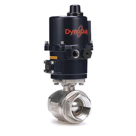 Dynaquip Controls 2" FNPT Stainless Steel Electronic Ball Valve 2-Way, Seat Material: PTFE E2S28AJE07