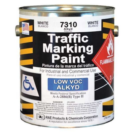 Rae Traffic Zone Marking Paint, 1 gal., White, Alkyd Solvent -Based 7310-01