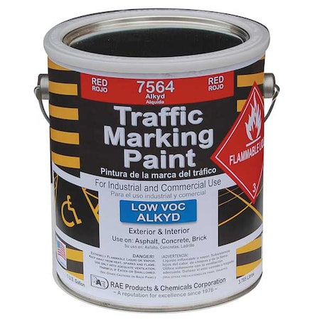 Rae Traffic Zone Marking Paint, 1 gal., Red, Alkyd Solvent -Based 7564-01