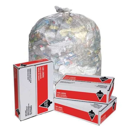 Tough Guy 65 Gal - 95 Gal Trash Bags, 35 in x 28 in x 70 in, Super Heavy-Duty, 2 mil, Clear, 50 Pack 4YPC9