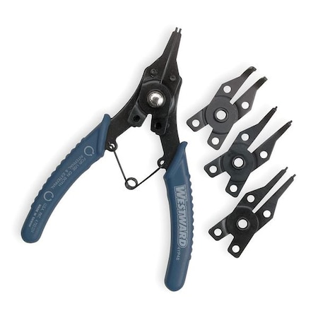 Westward Retaining Ring Plier, Convertible, 4 pcs. 4YP48