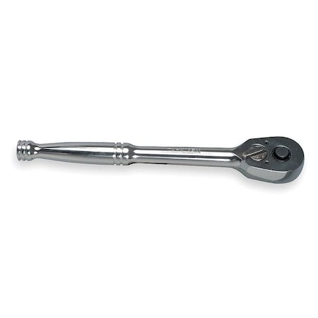 Westward 3/8" Drive 72 Geared Teeth Pear Head Style Hand Ratchet, 7-3/4" L, Chrome Finish 4YP74