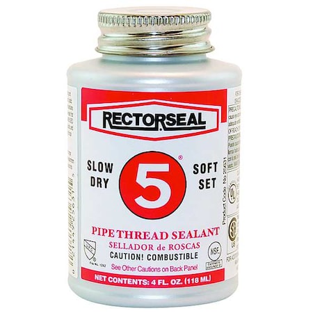 Rectorseal Pipe Thread Sealant 4.8 fl oz, Brush-Top Can, No. 5, Yellow, Paste 25631