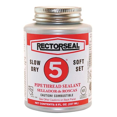 Rectorseal Pipe Thread Sealant 9.6 fl oz, Brush-Top Can, No. 5, Yellow, Paste 25551