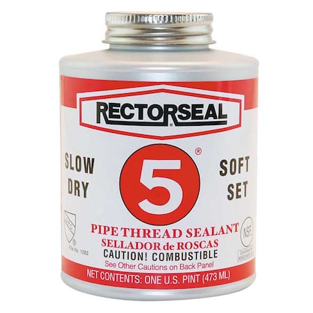 Rectorseal Pipe Thread Sealant 16 fl oz, Brush-Top Can, No. 5, Yellow, Paste 25431