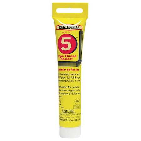 Rectorseal Pipe Thread Sealant 1.8 fl oz, Tube, No. 5, Yellow, Paste 25790