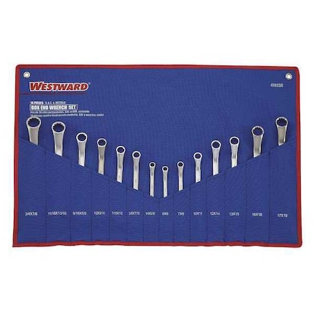 Westward Box Wrench Set, 1/4" - 7/8", 6 - 19mm, 14pc 4YR23