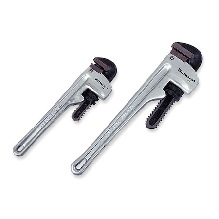 Westward 10 in, 14 in L 1 1/2 in, 2 in Cap. Aluminum Straight Pipe Wrench Set, 2PC 4YR92