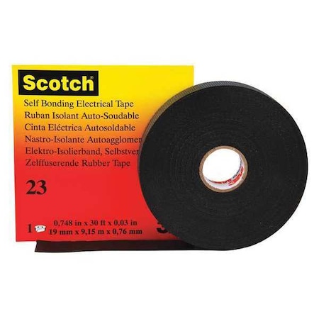 3M Electrical Tape, Black, 10 yd L, 2 in W 23-2X30FT