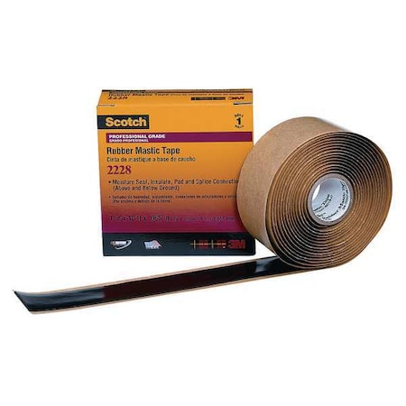 3M Rubber Mastic Electrical Tape, 2228, Scotch, 1 in W x 10 ft L, 65 mil Thick, Black, 1 Pack 2228-1X10FT