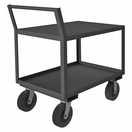 Zoro Select Low-Profile Utility Cart with Lipped & Flush Metal Shelves, Steel, 1,200 lb Load Capacity, 43 in L LDO-243641-2-8PO-95