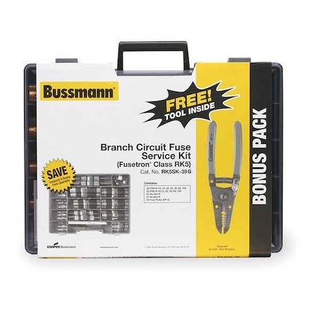 Eaton Bussmann Industrial Fuse Kit, FRN-R, FRS-R Series, 39 Fuses Included, RK-5 Class, 10 to 100A RK5SK-39