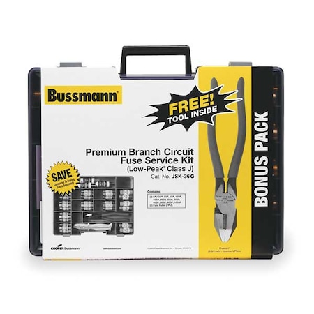 Eaton Bussmann Industrial Fuse Kit, LPJ Series, 36 Fuses Included, J Class, 5 to 100A, 300V AC JSK-36