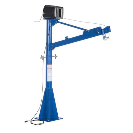 Vestil Davit Crane, 1,500 lb Capacity, 43.06 in to 66.75 in Reach, 48-1/8 in to 73-5/16 in Lift Range WTJ-E-15-3-AC