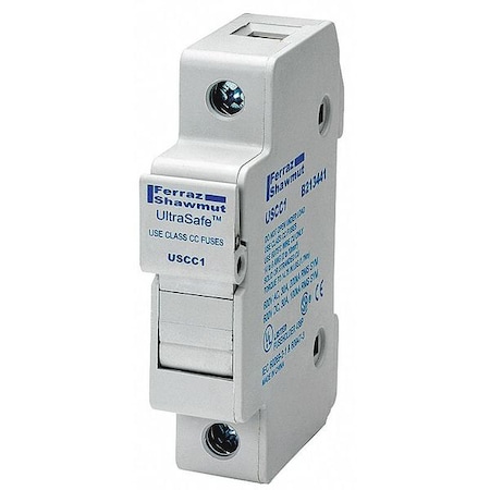 Mersen Finger Safe Fuse Block, 0 to 30A Amp Range, 600V AC/DC Volt Rating, 1 Poles, Pressure Plate USCC1