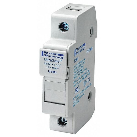 Mersen Finger Safe Fuse Block, 0 to 30A Amp Range, 800V AC/1000V DC Volt Rating, 1 Poles, Pressure Plate USM1