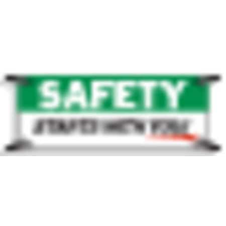 Brady Safety Banner, Safety Starts With You, 48 in H x, 120 in W, Polyethylene 50907