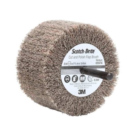 Scotch-Brite Flap Wheel, NonWovn, AO, 3x1.75x1/4 Shk, MED 7100050520