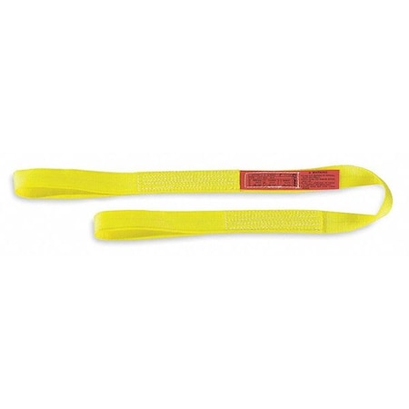 LIFT-ALL Web Sling, Flat Eye and Eye, 10 ft L, 4 in W, Polyester, Yellow EE1604DFX10