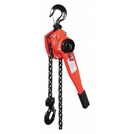 DAYTON Lever Chain Hoist, 3,000 lb Load Capacity, 20 ft Hoist Lift, 1 7/64 in Hook Opening 4ZX48