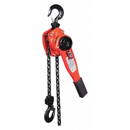 DAYTON Lever Chain Hoist, 1,500 lb Load Capacity, 5 ft Hoist Lift, 29/32 in Hook Opening 4ZX43