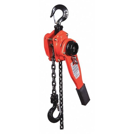 DAYTON Lever Chain Hoist, 1,500 lb Load Capacity, 20 ft Hoist Lift, 29/32 in Hook Opening 4ZX45