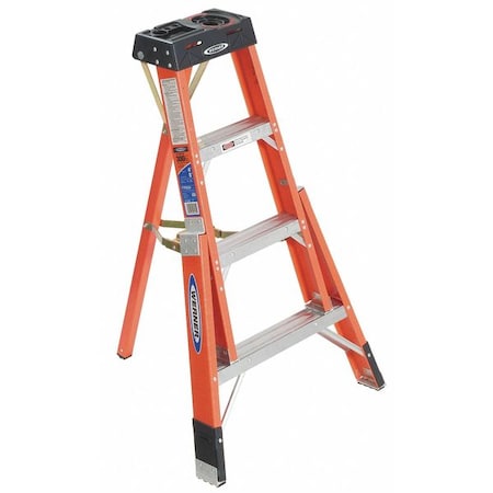 Werner 4 ft Fiberglass Tripod Stepladder, 300 lb Capacity FTP6204