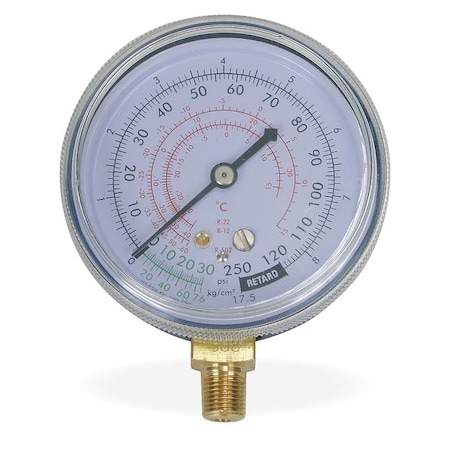 Zoro Select Gauge, 2-1/2 In Dia, Low Side, Blue, 250 psi 4CFD3
