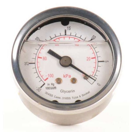 Zoro Select Vacuum Gauge, Liquid Filled, 2 In 4CFN6