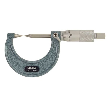 Mitutoyo Point Micrometer, 0 to 1", 30 Deg Steel 112-225