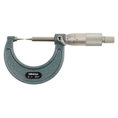 Mitutoyo Point Micrometer, 0 to 1", 15 Deg Steel 112-177