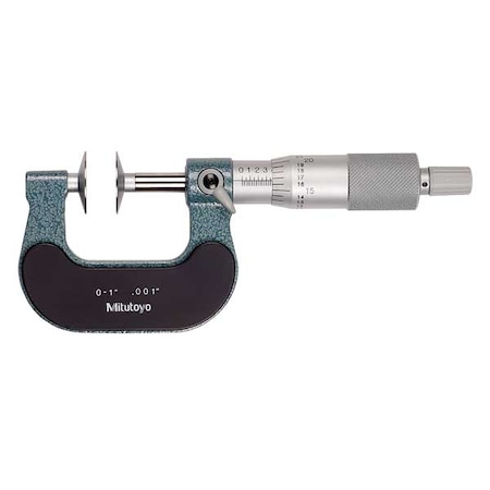 Mitutoyo Disk Micrometer, 0 to 1", 0.001", Ratchet 123-125