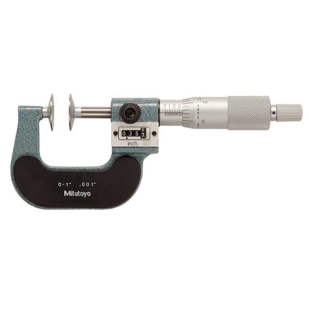 MITUTOYO Digital Disk Micrometer, 0 to 1", 0.001" 223-125