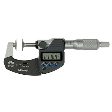 MITUTOYO Digital Disk Micrometer, 0 to 1", 0.00005" 323-350-30