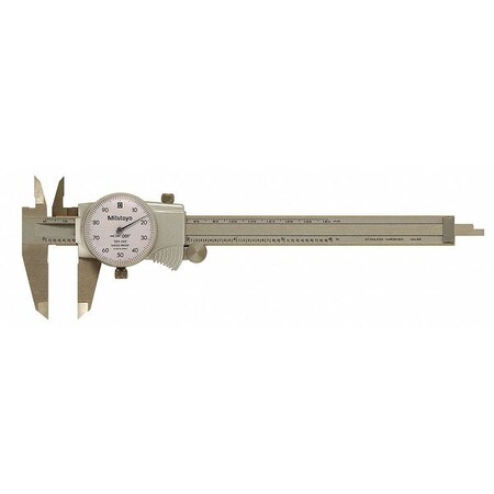 Mitutoyo Dial Caliper, 6 In, White, 0.100/Rev 505-742