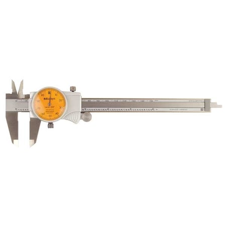 Mitutoyo Dial Caliper, 6 In, Orange, 0.100/Rev 505-742-55J