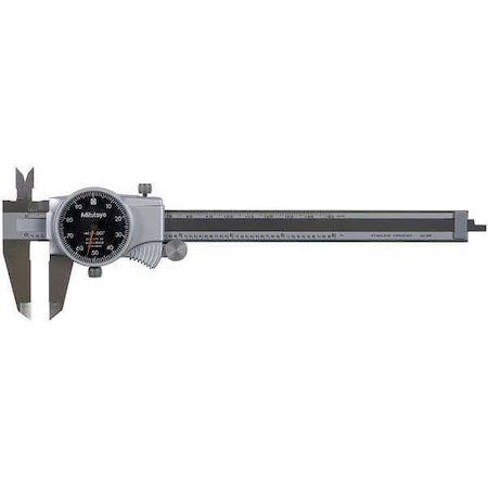 Mitutoyo Dial Caliper, 6 In, Black, 0.100/Rev 505-742-56J