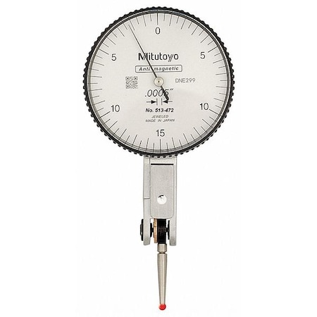 MITUTOYO Dial Test Indicator, Hori, 0 to 0.030 In 513-472-10E