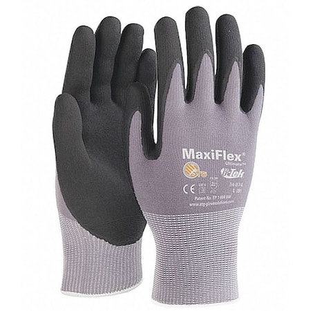 Pip Coated Gloves, Nitrile, Microfoam, Palm, 4 Abrasion Level, Black/Gray, XS 1 PR 34-874