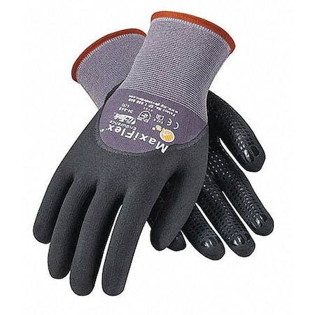 Pip Coated Gloves, Foam Nitrile, Microfoam, 3/4 Dip, 4 Abrasion Level, Black/Gray, L 1 PR 34-845