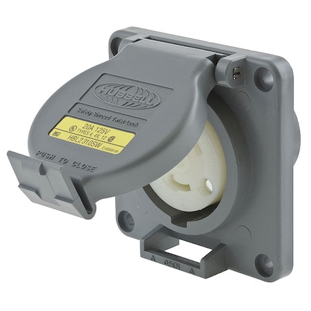 Hubbell Wiring Device-Kellems Watertight Flanged Locking Receptacle, L5-20R, 20 A, 125V AC, Single Phase, 2 Pole, Flush Mount HBL2310SW