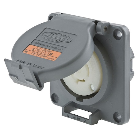 Hubbell Wiring Device-Kellems Watertight Flanged Locking Receptacle, L14-20R, 20 A, 125/250V AC, Single Phase, 3 Pole, Gray HBL2410SW