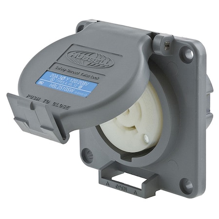 Hubbell Wiring Device-Kellems Watertight Flanged Locking Receptacle, L21-20R, 20 A, 120/208V AC, Three Phase, 4 Pole, Flush Mount HBL2510SW