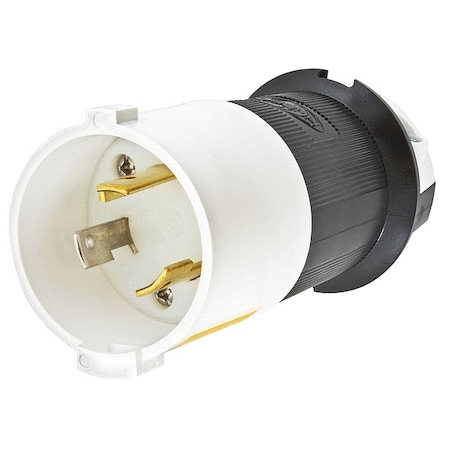 Hubbell Wiring Device-Kellems Locking Plug, L5-30P, 30 A, 125V AC, Single Phase, 2 Pole, Screw Terminals, Black, White HBL2611S