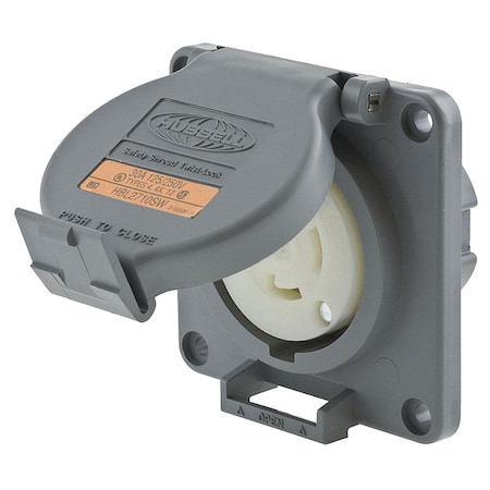 Hubbell Wiring Device-Kellems Watertight Flanged Locking Receptacle, L14-30R, 30 A, 125/250V AC, Single Phase, 3 Pole, Gray HBL2710SW