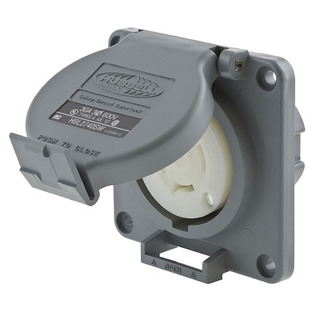 Hubbell Wiring Device-Kellems Watertight Flanged Locking Receptacle, L17-30R, 30 A, 600V AC, Three Phase, 3 Pole, Flush Mount HBL2740SW