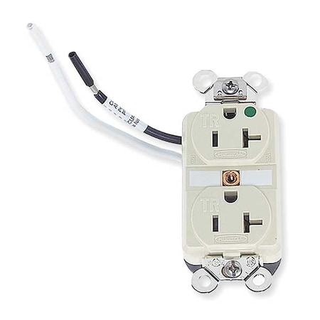 Hubbell Wiring Device-Kellems Duplex Straight Blade Receptacle, 5-20R, 20 A, 125V AC, 2 Pole, 3 Wire, Flush Mount, Grounded HBL8300SGIA