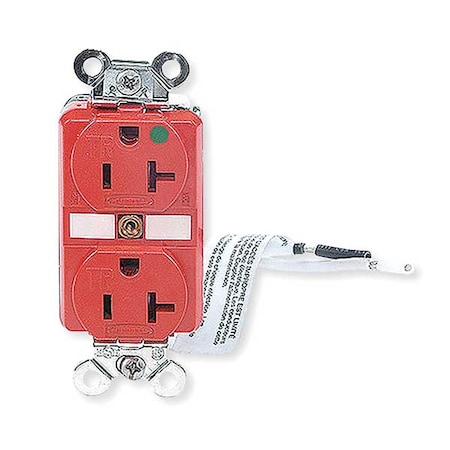 Hubbell Wiring Device-Kellems Straight Blade Receptacle, 5-20R, 20 A, 125V AC, 2 Pole, 3 Wire, Flush Mount, Single, Red HBL8300SGRA