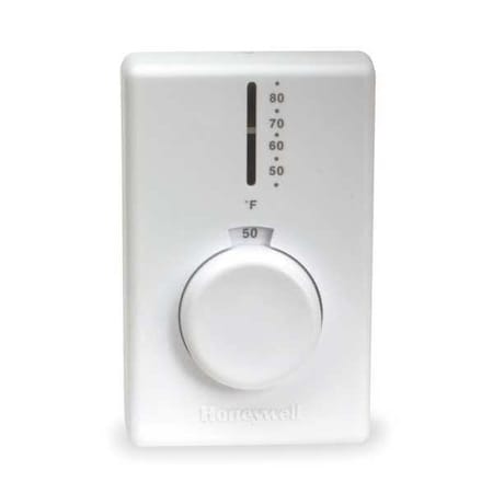 Honeywell Home Line Volt Mechanical Tstat, Open on Rise, Vertical, 50 Degrees  to 80 Degrees F, SPST T4398A1021